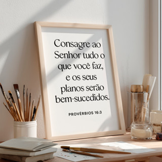 Quadro Consagre Ao Senhor Provérbios 16 3 Frase Bíblica Fé Cristã Esperança Inspiração Lar em Oferta na Shopee
