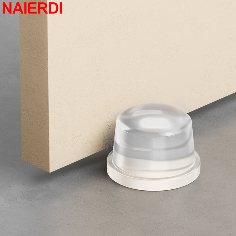 NAIERDI 1/2/4 Peças Protetor De Parede Silicone Rolha De Porta Auto-Adesivo Batentes Sem Pregos Anti-Colisão Suporte Fer