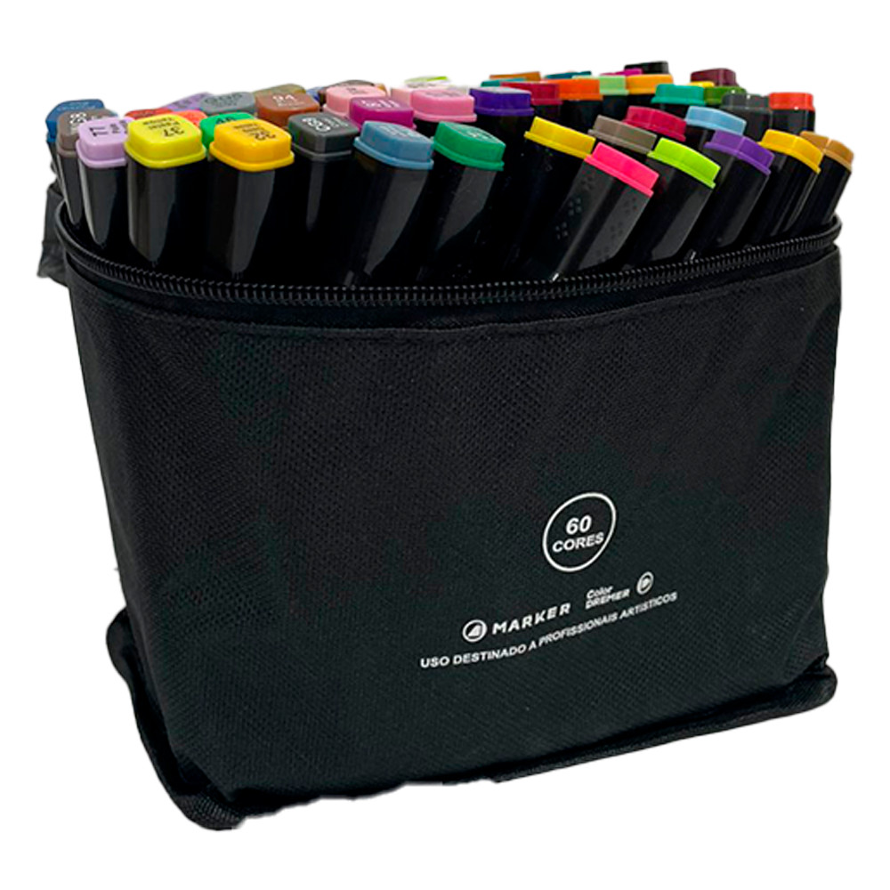Marcador Art Ponta Dupla 60 Cores Jandaia - 1 Estojo