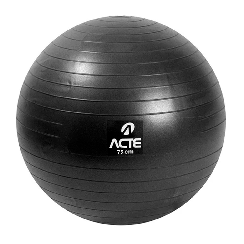 Bola de Pilates Yoga Treino Funciona 75cm Preto Resistente Com Sistema Anti-Estouro Bomba de Ar Suportando 250kg - Acte em Oferta na Shopee