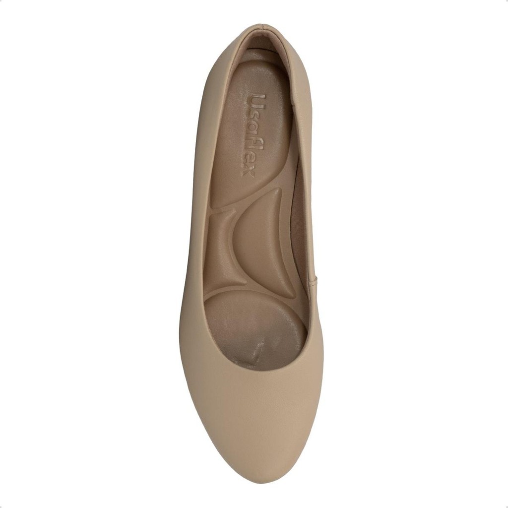 Detalhes do Scarpin Usaflex Feminino Couro Salto Bloco Casual UD05001