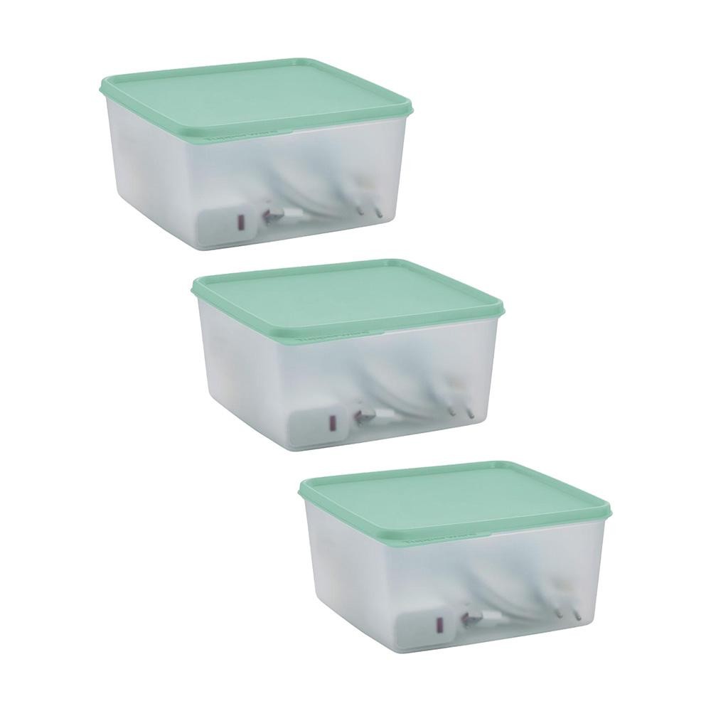 Kit com 3 Potes Herméticos Tupperware Basic Line Transparente 2,5L