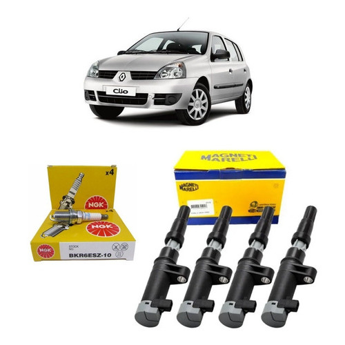 Jogo De Velas E Jogo Bobinas Ignição Clio 1.6 16v Bi0021mm