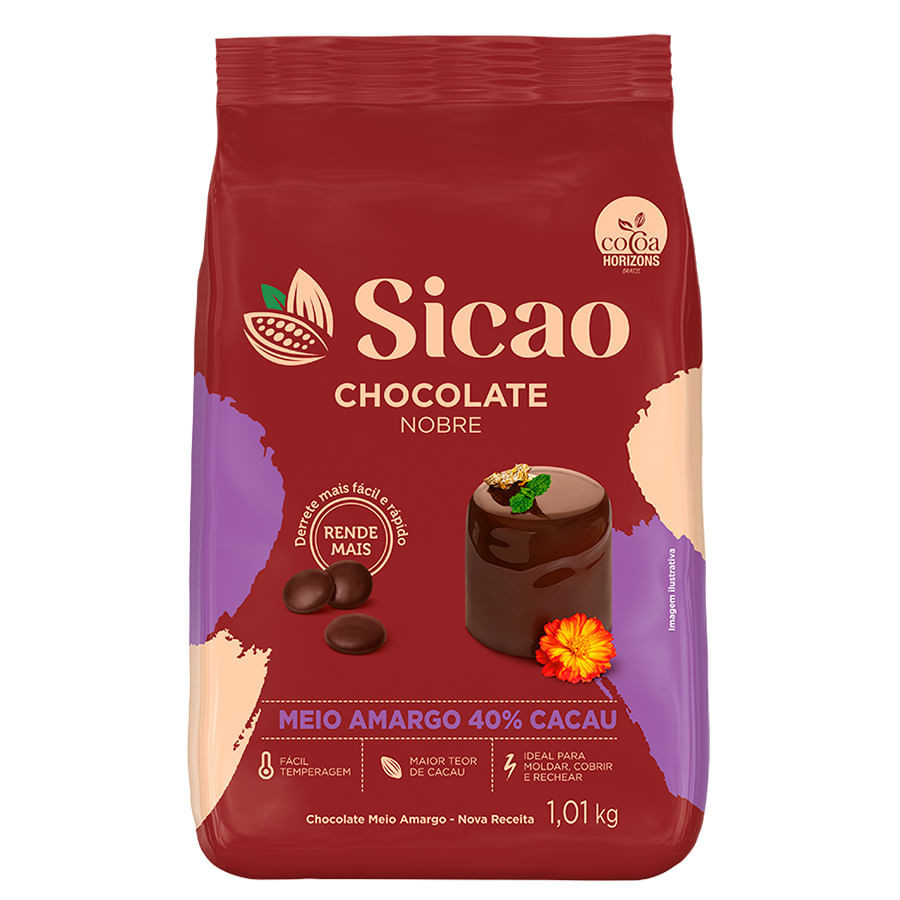 Chocolate Meio Amargo Nobre Gotas 1,01kg SICAO