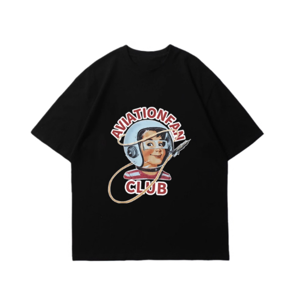 Camiseta Vintage Unissex De Algodão Streetwear Com Estampa Divertida De Aviador "Aviation Fan Club"