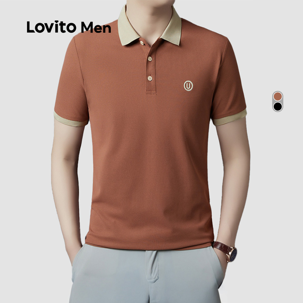 Lovito Men Camisa Polo Casual com Bordado em Bloco de Cores para Primavera/verão para homens LNE118025 em Oferta na Shopee