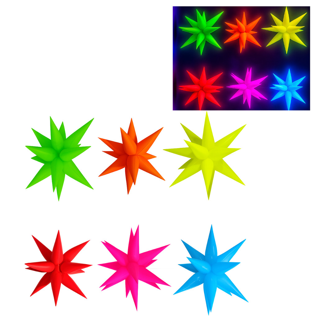 Balão Estrela Neon Fluorescente  Decoração Glow UV – Ideal para Festas Neon e Baladas