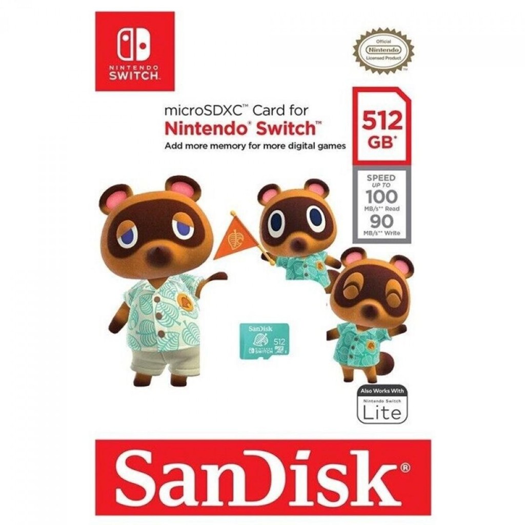 Cartão De Memória SanDisk MicroSD Nintendo Switch, 512GB, Transferência de até 100 MB/s, Class 10, SDSQXAO-512G-GNCZN - detalhe
