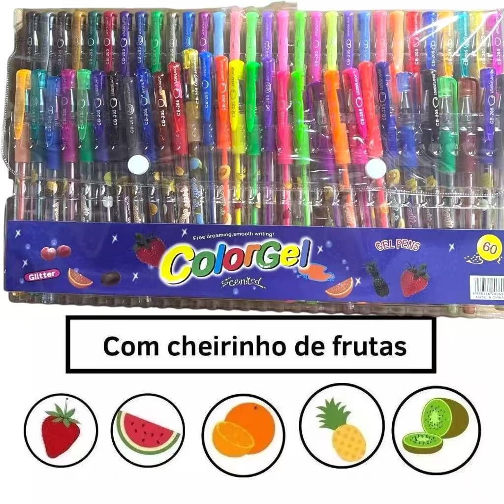 Conjunto com 24/36/48/60 Caneta Gel Canetinhas Coloridas Perfumadas Glitter em Oferta na Shopee