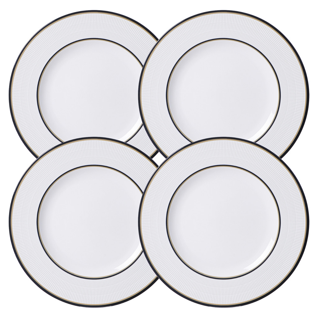 Jogo De Pratos Fundos 28cm Kit 4 Peças Sienna Sopa Porcelana Borda Decorada Tramontina