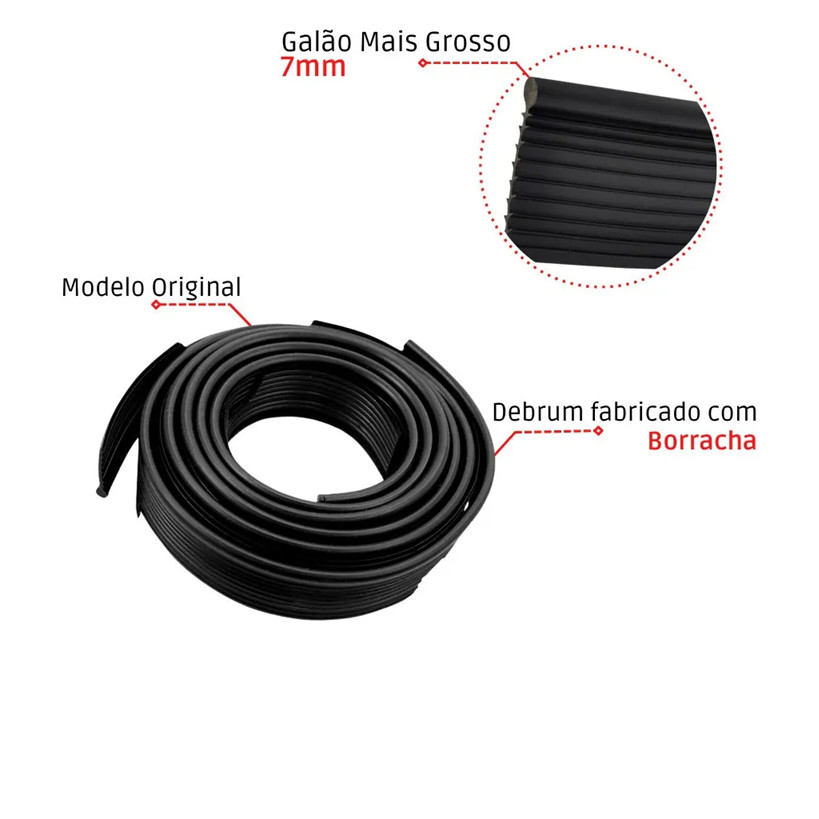 Kit Borracha Debrum Do Paralama 4 Peças Brasília Todas Preto