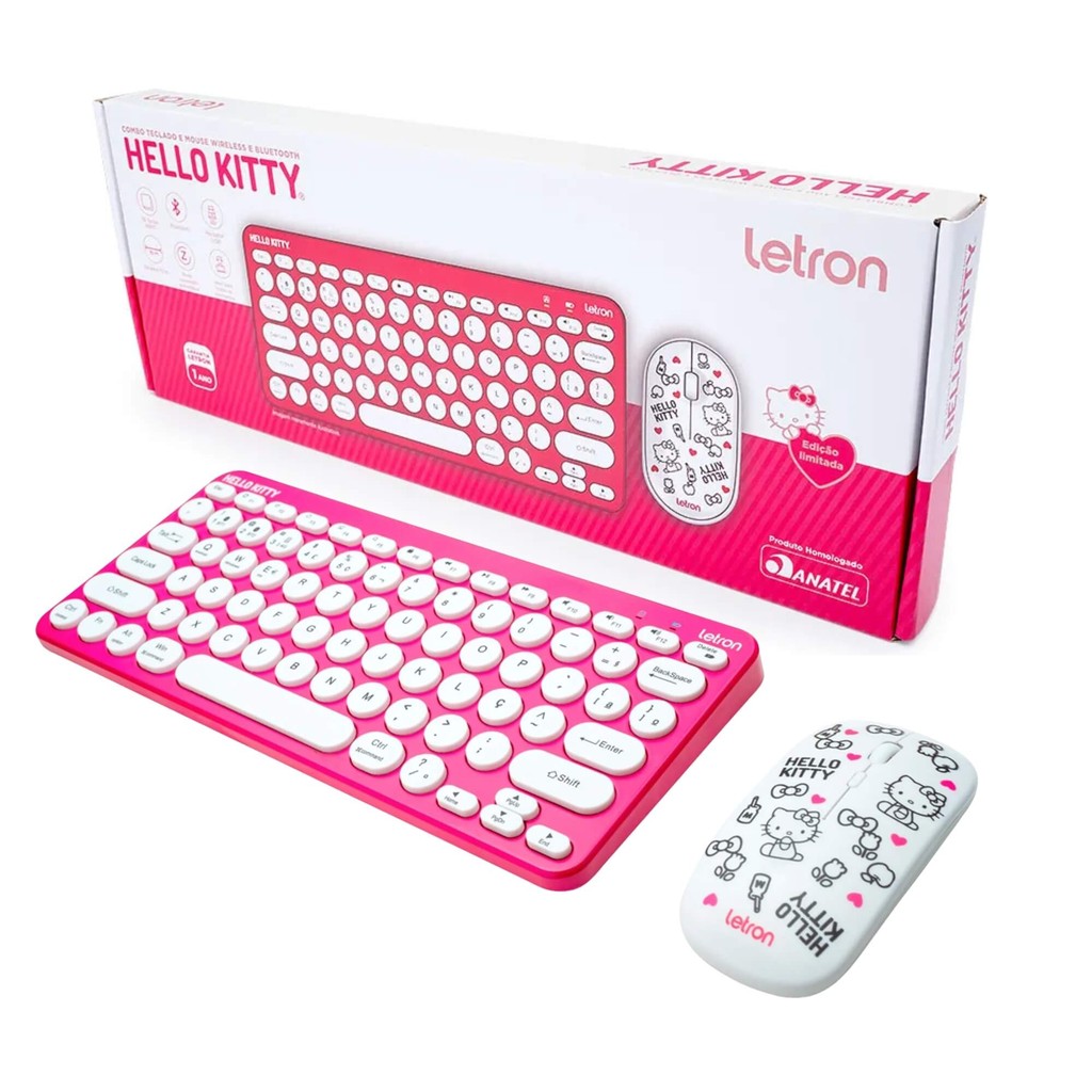 Kit Teclado e Mouse Wireless Bluetooth Hello Kitty Letron Leo&Leo Leonora Informática Criativa WIFI em Oferta na Shopee
