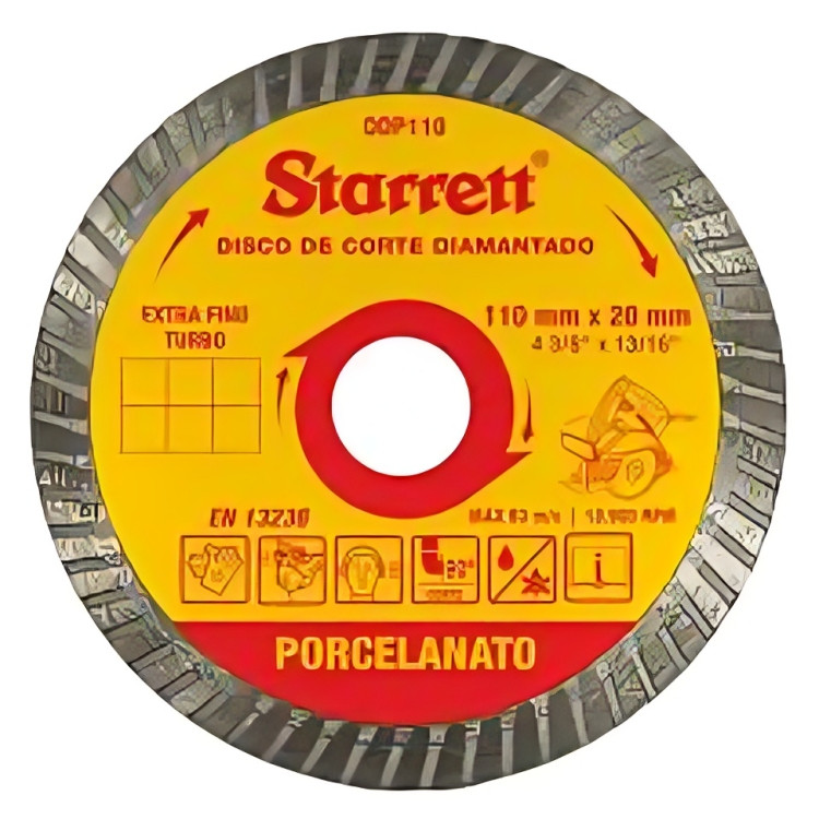 DISCO DE CORTE DIAMANTADO P/ PORCELANATO 110 X 20MM CATEGORIA STARRETT