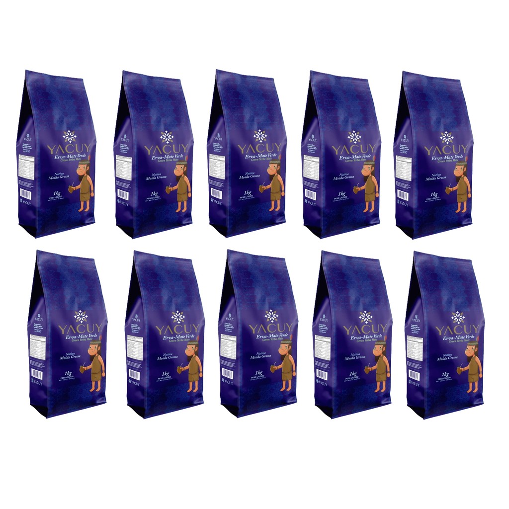 Kit 10 Erva Mate Nativa Moída Grossa Yacuy 1kg