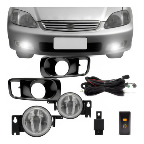 Kit Farol Milha Auxiliar Civic 1999 2000 Com Grade Preta. em Oferta na Shopee