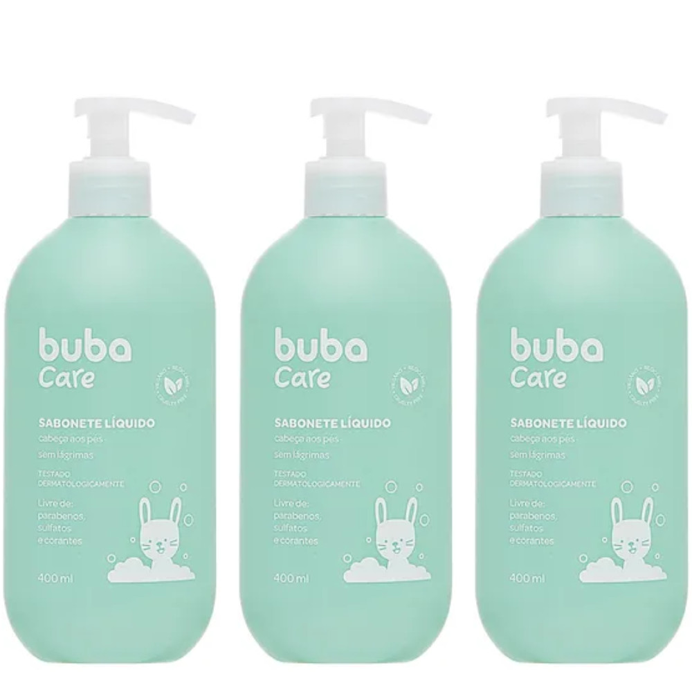 KIT C/ 3UN SABONETE LIQUIDO INFANTIL - 400ML BUBA CARE