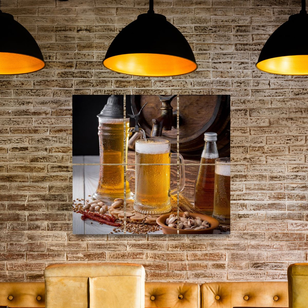 Mosaico Cerveja Chopp Beer Caneca Chop Cervejaria Bar Pub Boteco Kit Placa Quadro Parede Decoração