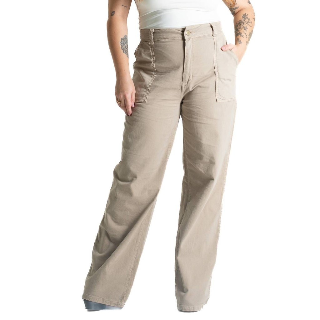 Calça Sarja Sawary Plus Size Wide Leg - 281486 em Oferta na Shopee