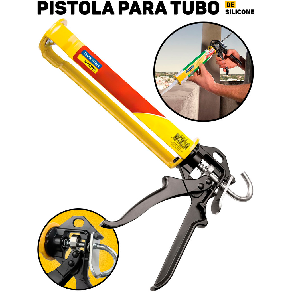 Pistola De Silicone Tramontina Master 280ml P/ Reformas Acabamentos Aplicação De Silicone E Selantes