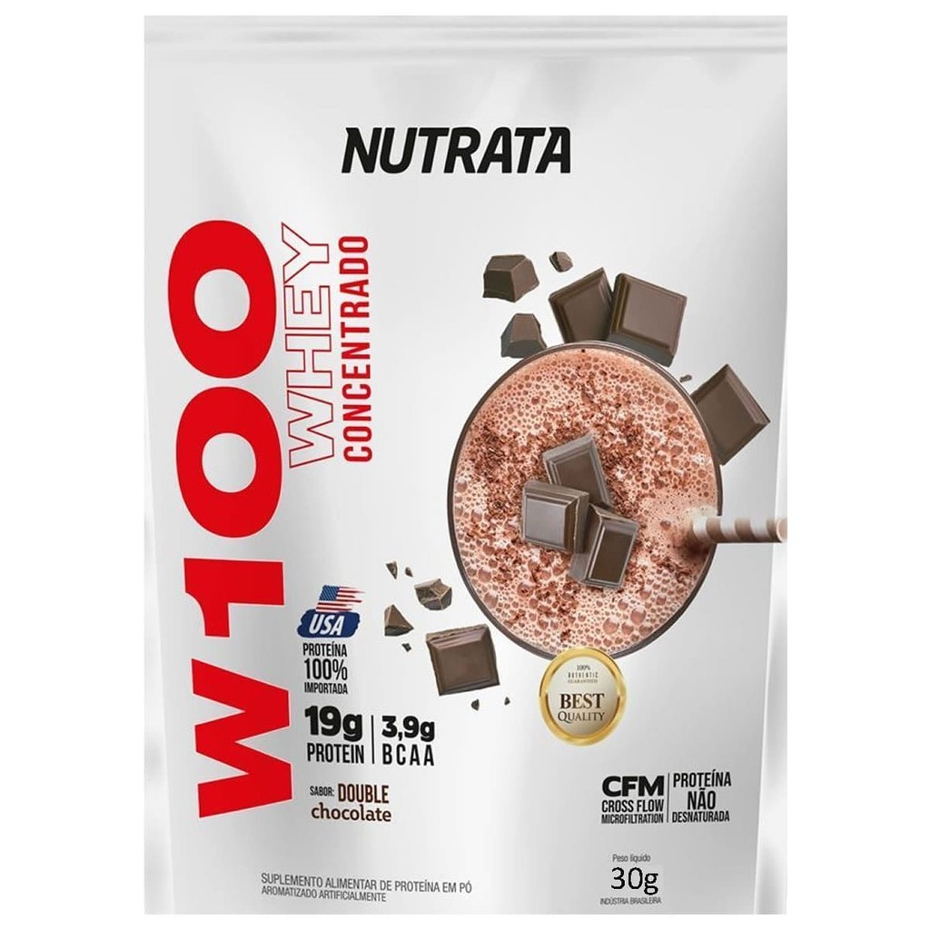 W100 Whey Concentrado - 1 Sachê 30g Chocolate - Nutrata em Oferta na Shopee