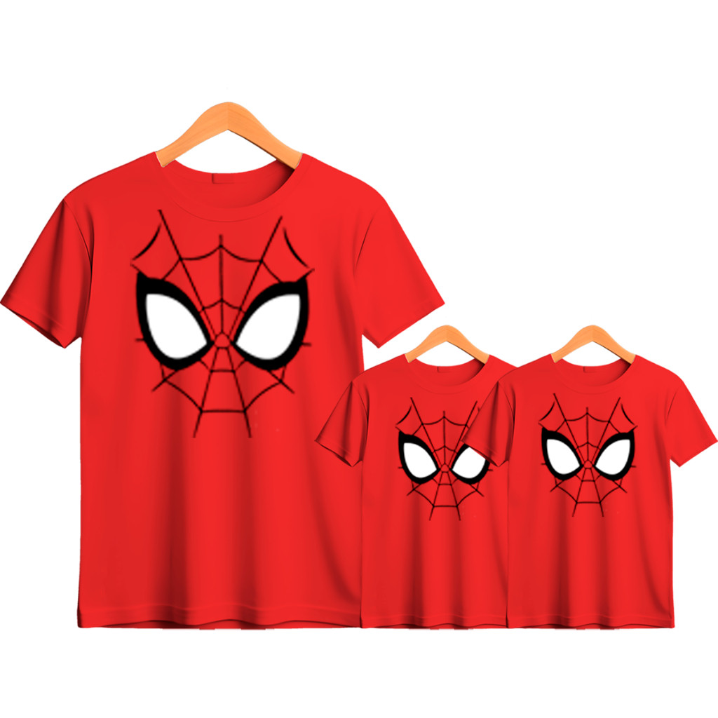 informar o tamanho infantil no ato da compra Kit Pai E Filhos Camisetas 3 Peças Heroi Homem Aranha Desenho Filme