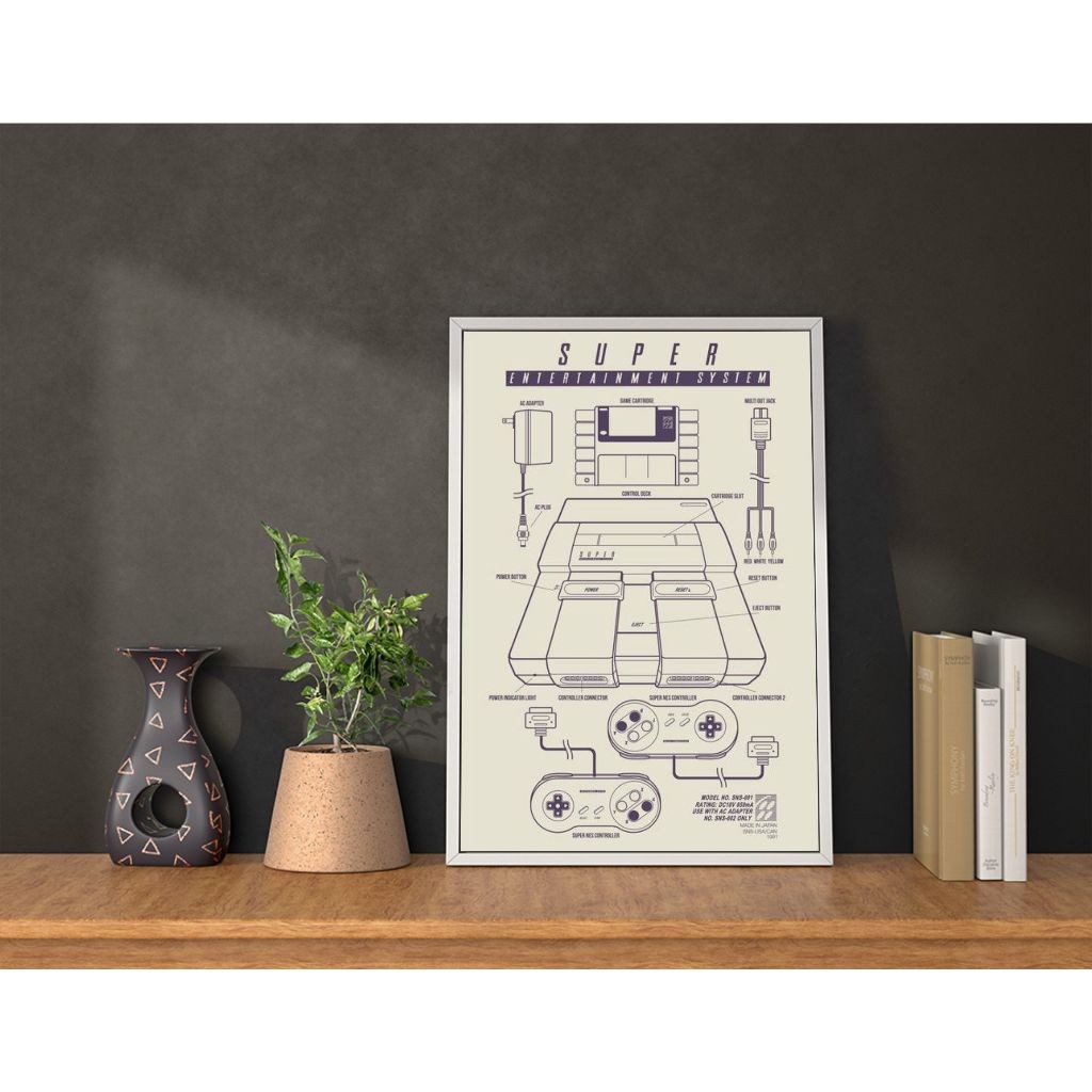 Quadro Placa decorativa geek Console Game Arte Poster Super Nintendo