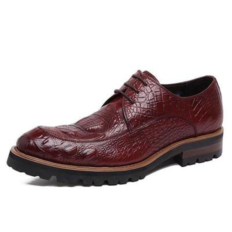 WOUFO luxo clássico engrossado sola Design sapatos de couro negócios completo Formal Wear sapatos masculinos padrão croc