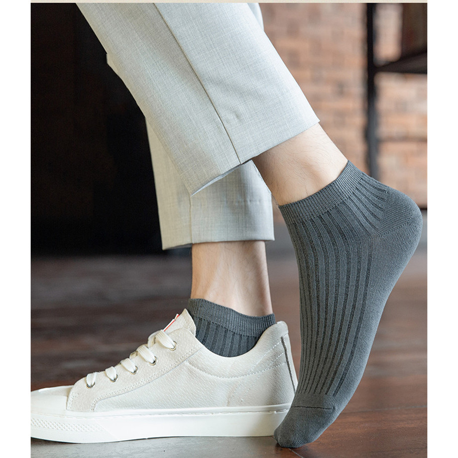 Meias masculinas primavera verão estilo fino barco meias absorvente de suor desodorante cor sólida esportes meias invisí