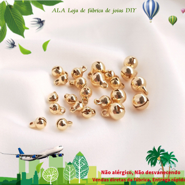14K acessórios banhados a ouro retenção de cor sino pequeno pingente pingente DIY artesanal corda pulseira pingente jóia