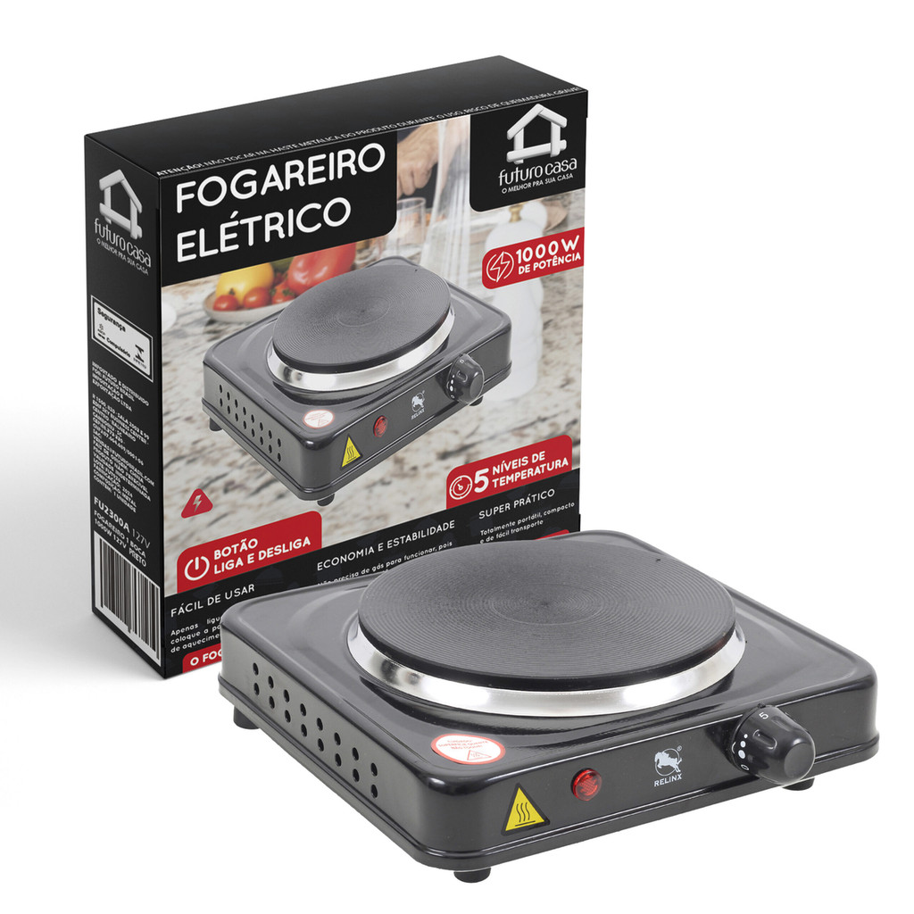 Fogão Elétrico Portátil 1 Boca 1000w Cooktop Mesa Camping