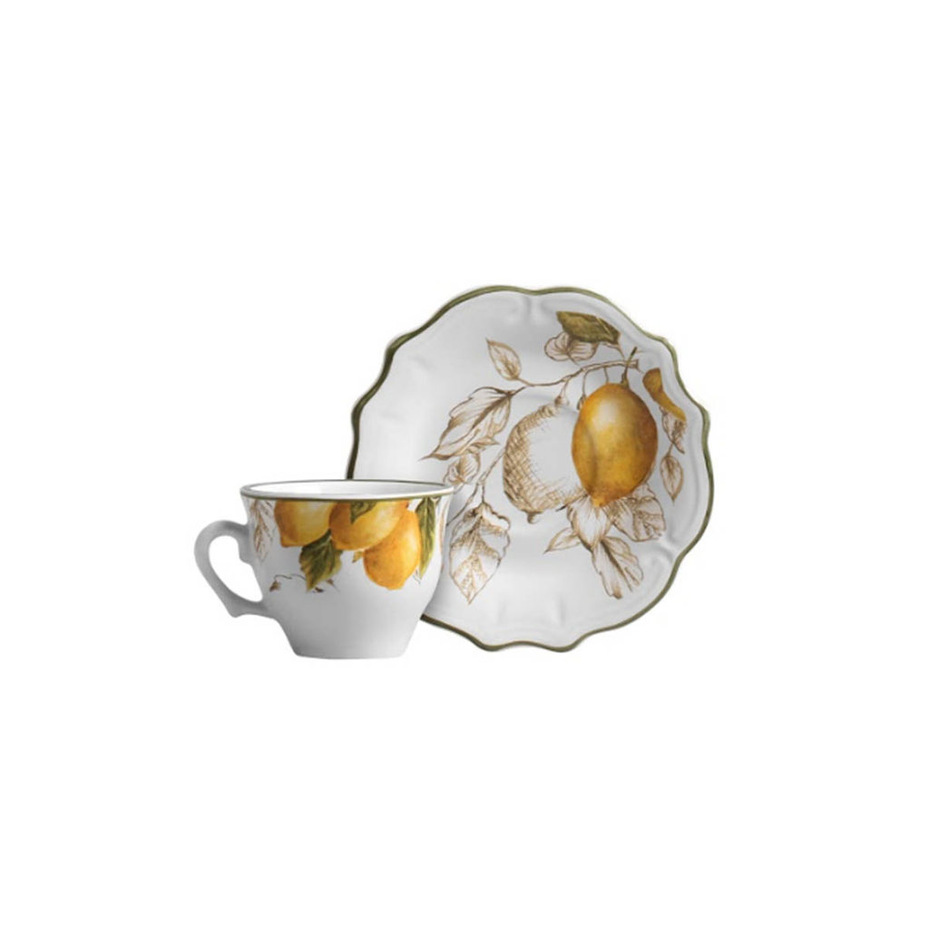 Conjunto 6 Xícaras de Café com 4 Pires Toscana Cerâmica Scalla