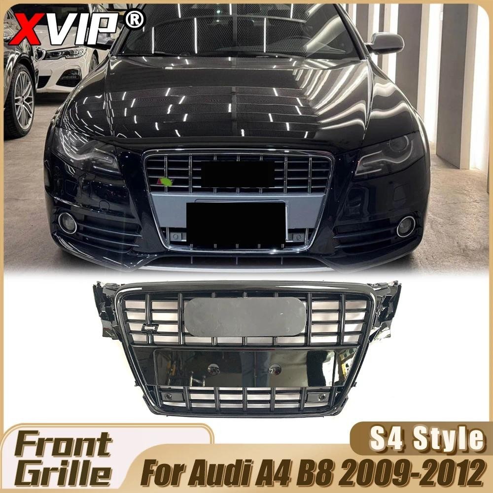 XVIP Grade Dianteira S4 Estilo Preto Brilhante Com Anel Cromado Para Audi A4 B8 2009-2012 RS4 Grades De Corrida Malha Fa