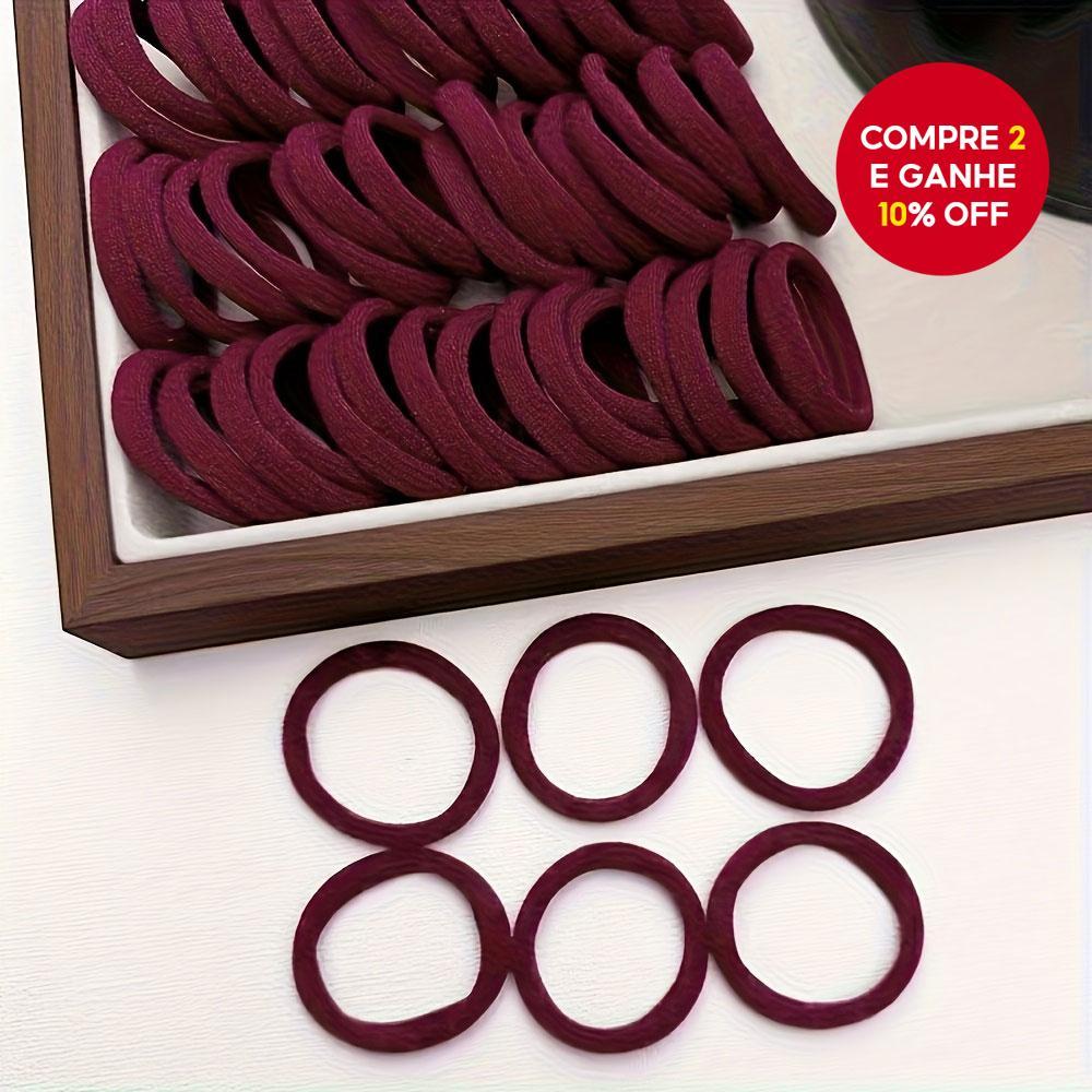 Laços De Cabelo Tinto Vinho 4cm 32 Peças Suportes De Rabo De Cavalo Elásticos Grossos Conjunto De Grampos Para Mulheres