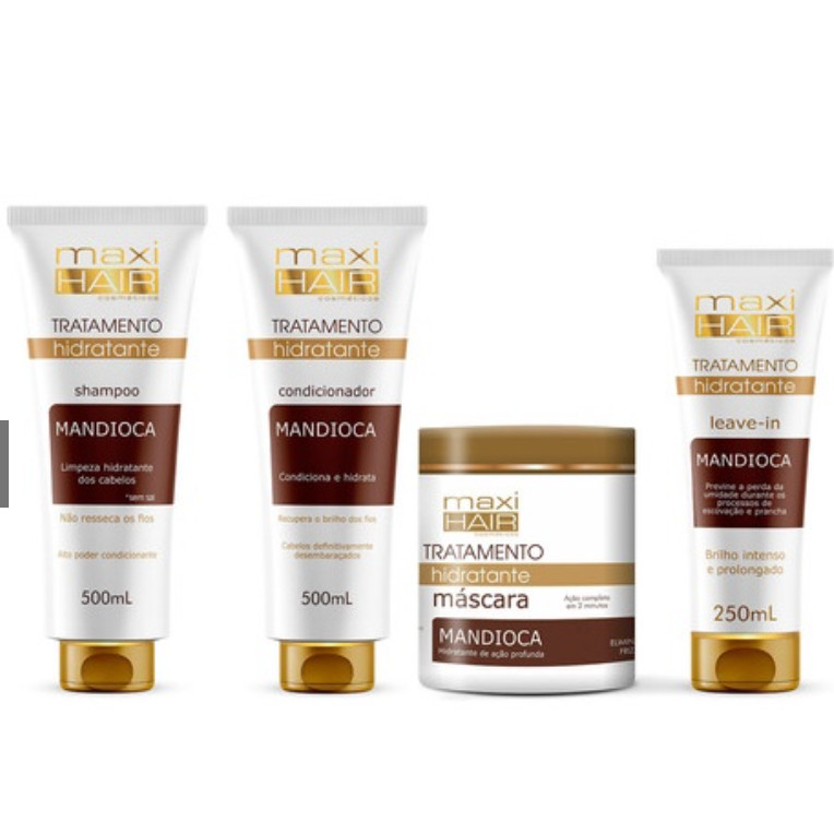Kit Maxi Hair Mandioca Tratamento Hidratante Completo