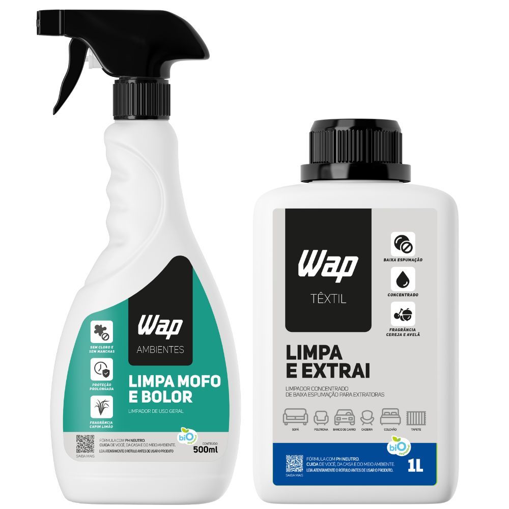 Detergente Concentrado Limpa Extrai Biodegradável Tira Mofo Estofado Carpete Sofá Infantil Pet - WAP