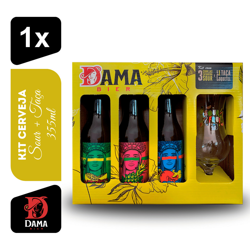Kit 3 Cervejas Catharina Sour e 1 Taça Coquetel Dama Bier