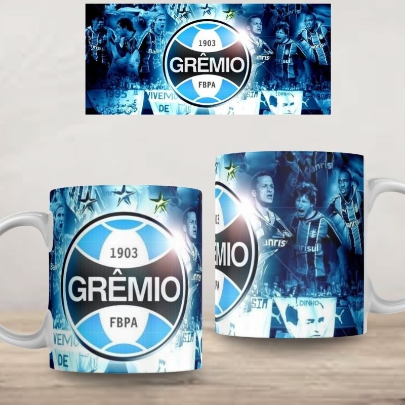Xícara Caneca Personalizada Grêmio Xícara 325ml  Cerâmica Porcelana Presente Lembrança Novidade Novidade