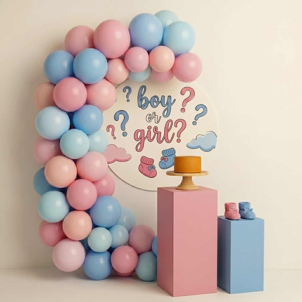 Kit Decoração Chá Revelação Bexiga Balão Azul E Rosa Claro Festa Bebe + Brinde