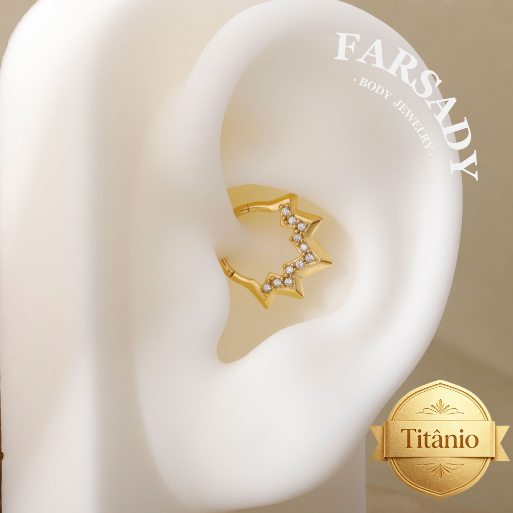 Anel De Septo Estrela 16G , clicker Dobradiça 316L , Brinco De daith De 8 Mm Prata , Argola De Hélice Dourada , Joia pie