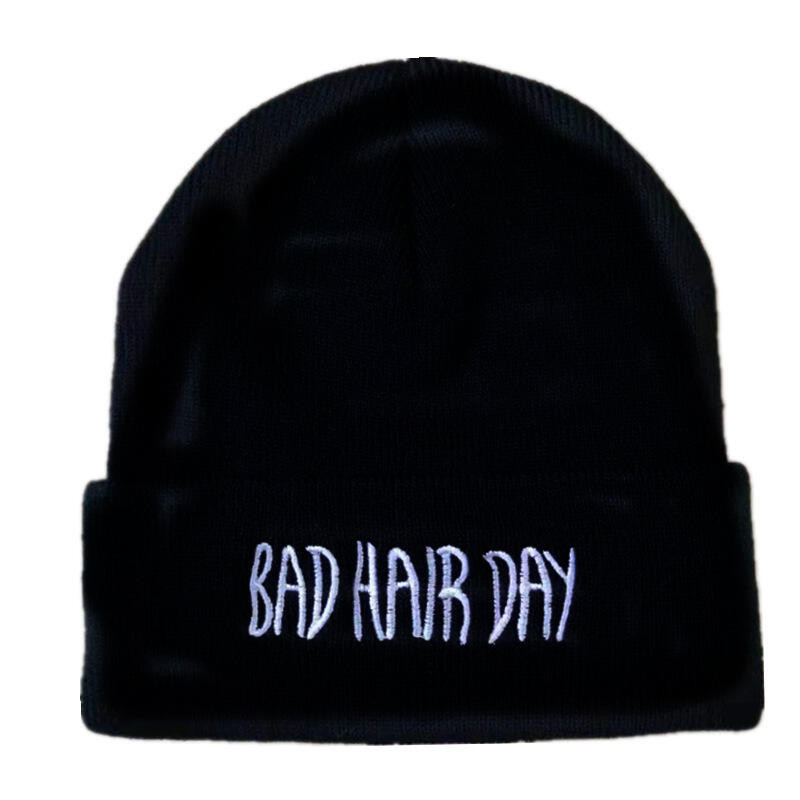 BAD HAIR DAY Carta Bordado Fruta Cor Esportes Pulôver Chapéu Tricô Lã