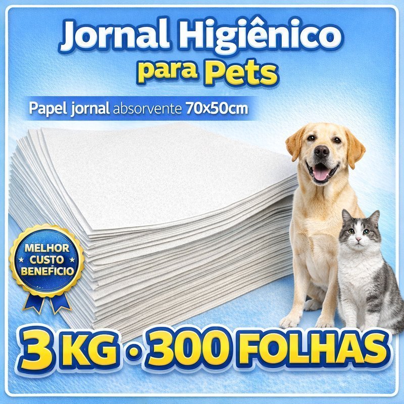 Tapete Higiênico Super Absorvente Jornal Limpo Pet para Gaiola Grande Cães Gatos Pássaros 50x70