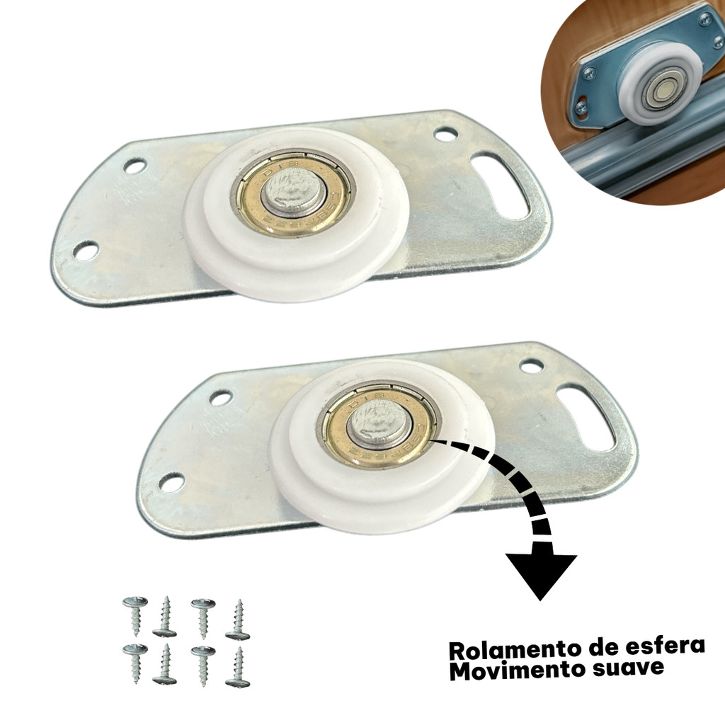 Kit 16 Roldanas para Porta de Correr de Guarda Roupas com Rolamento 32mm