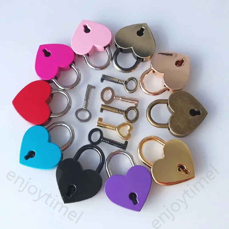 Cadeado em Forma de Coração Estilo Antigo, Cadeado Vintage Rosa Romântico e Encantador para Diário, Cadeado com Chave, J