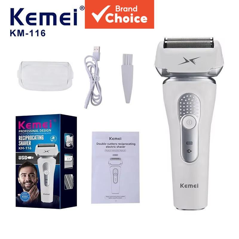KEMEI KM-116 Barbeador recarregável USB, lâminas flutuantes, IPX5 à prova d'água, barbeador elétrico masculino lavável a