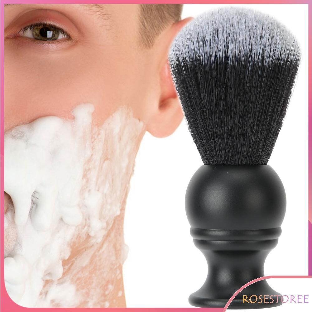 Rosestoree Pincel de barbear FILFEEL cabelo de náilon macio com cabo de metal aplica rapidamente espuma de barba remove