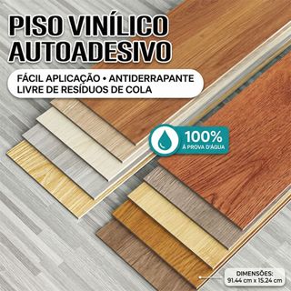 Adesivo para Piso Vinílico 36 Peças - Removível, Impermeável e Fácil de Aplicar