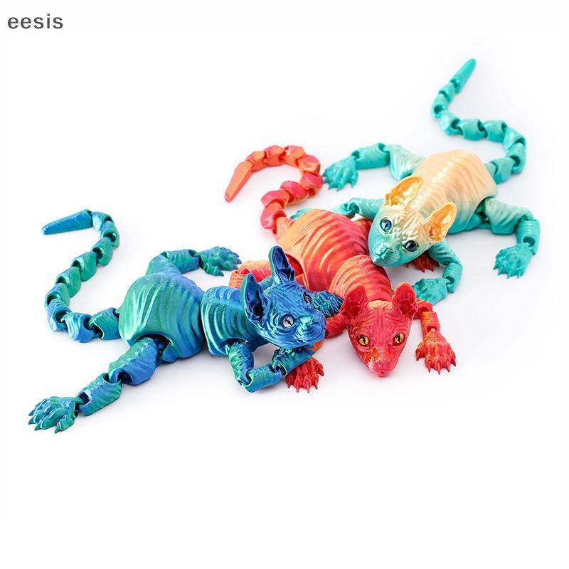 eesis 3D Impresso Sphynx Gato Animal Brinquedo Realista Estatueta Sem Pêlos Para Amante Do Coletor Decoração De Casa KL