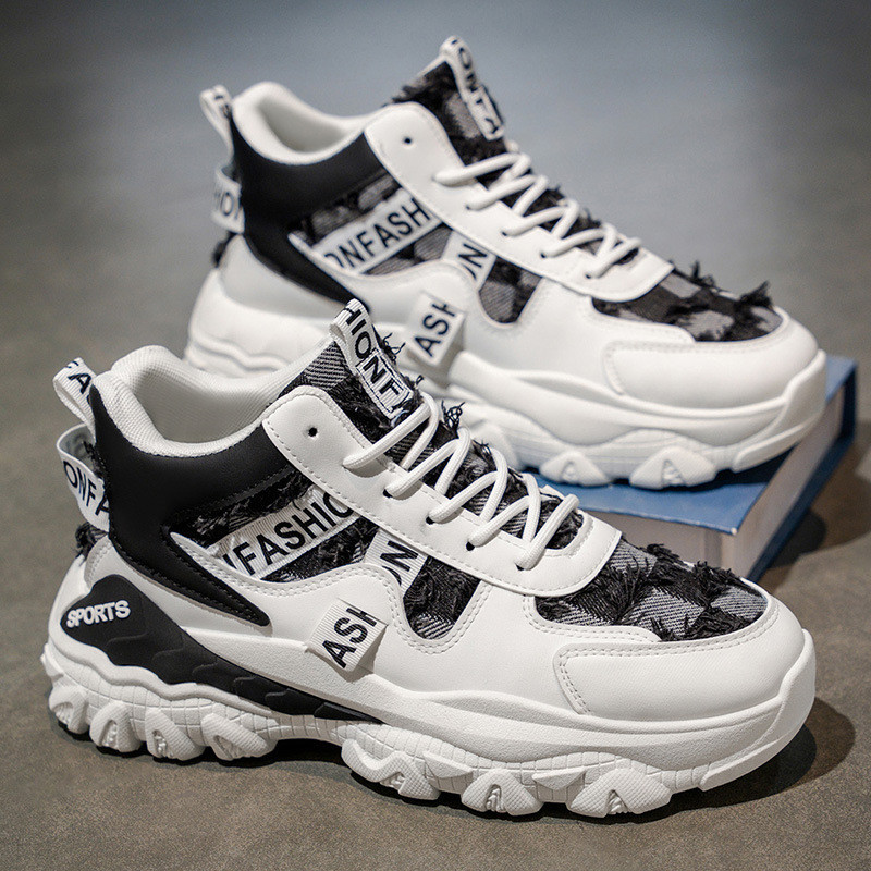 Sapatos masculinos inverno ao ar livre resistente ao desgaste de sola grossa tênis de cano alto adolescentes casuais All