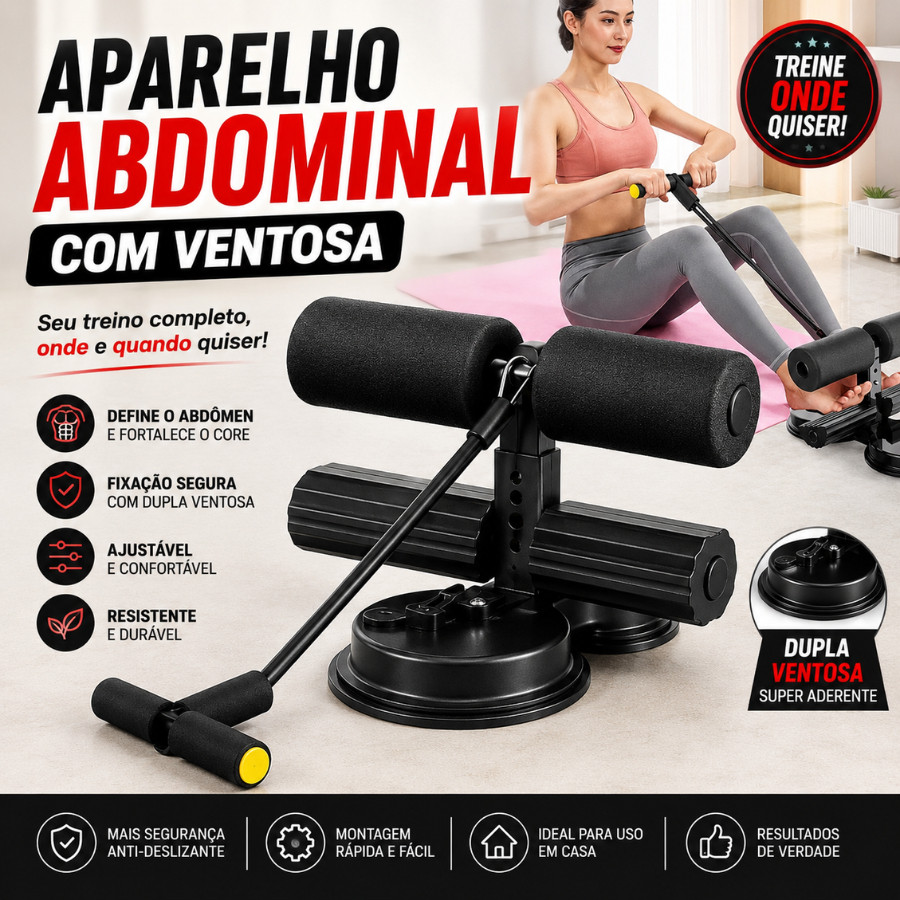 Aparelho Abdominal com Ventosa Sit Up Treino em Casa Fitness Academia