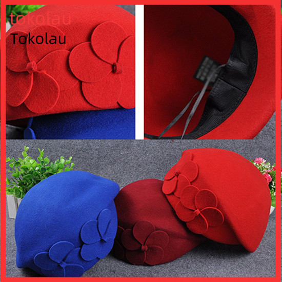 Moda Feminina Boina Folgada Gorro Chapéu Flor Dupla Aeromoça Boné